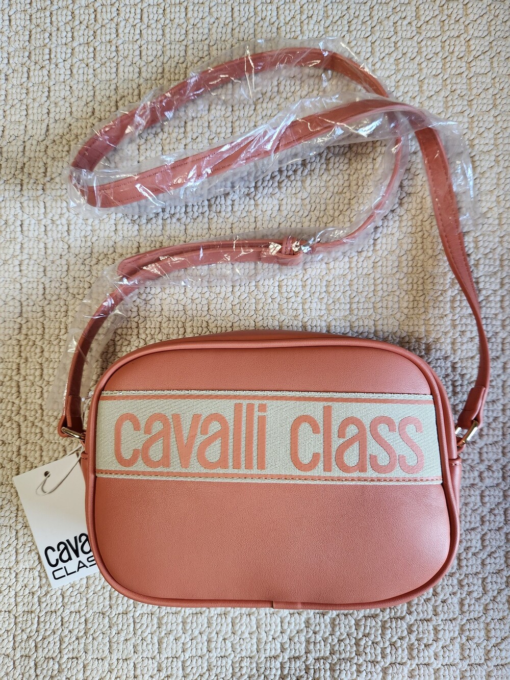 Cavalli Class Small Envelope Bag Pink Faux Leather Crossbody